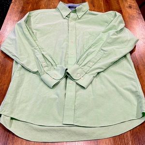 Chaps Classic Fit Oxford Lime Green Wrinkle-Free Dress Shirt | 16-16.5 | 32/33